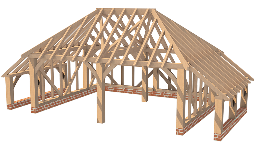 Double Garage Hipped Roof With Catslide And Double Logstore 'WORCESTERSHIRE'